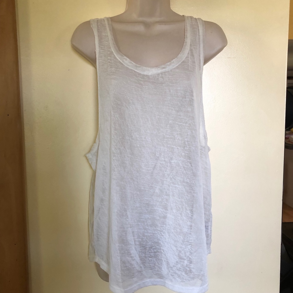 LNK Landscape ivory knit sheer racerback tank